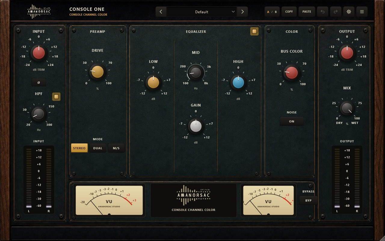 CONSOLE ONE, the console channel color of the AMB Analog bundle