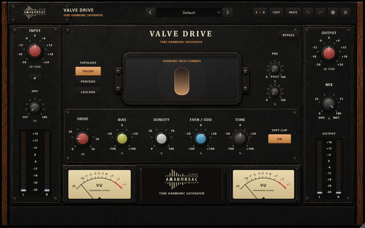 VALVE DRIVE, the tube harmonic saturator of the AMB Analog bundle