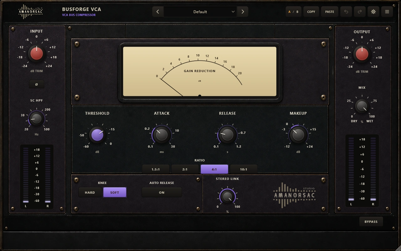 BUSFORGE VCA, the vca bus compressor of the AMB Analog bundle