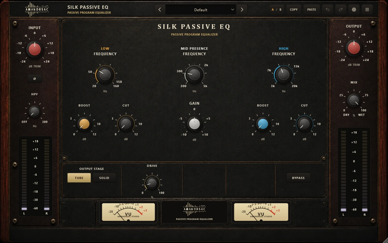 SILK PASSIVE EQ, the passive program equalizer of the AMB Analog bundle