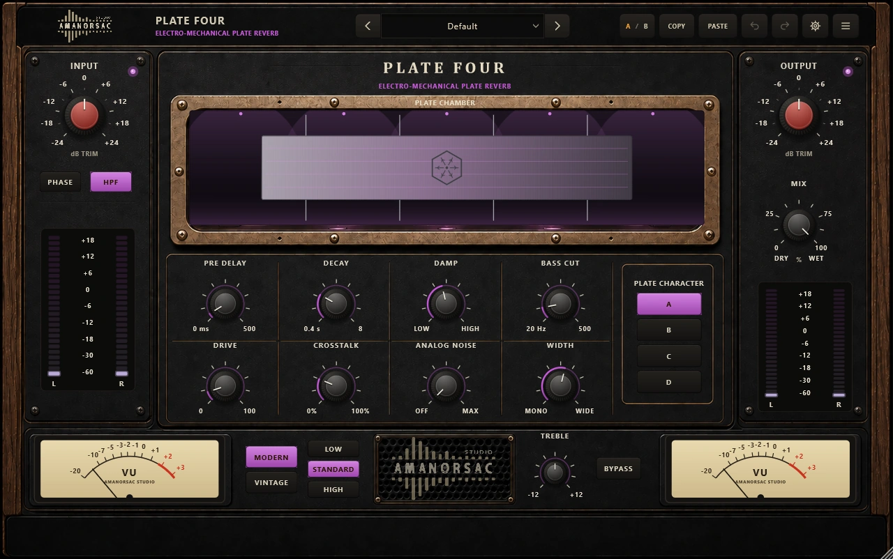 PLATE FOUR, the electro-mechanical plate reverb of the AMB Analog bundle