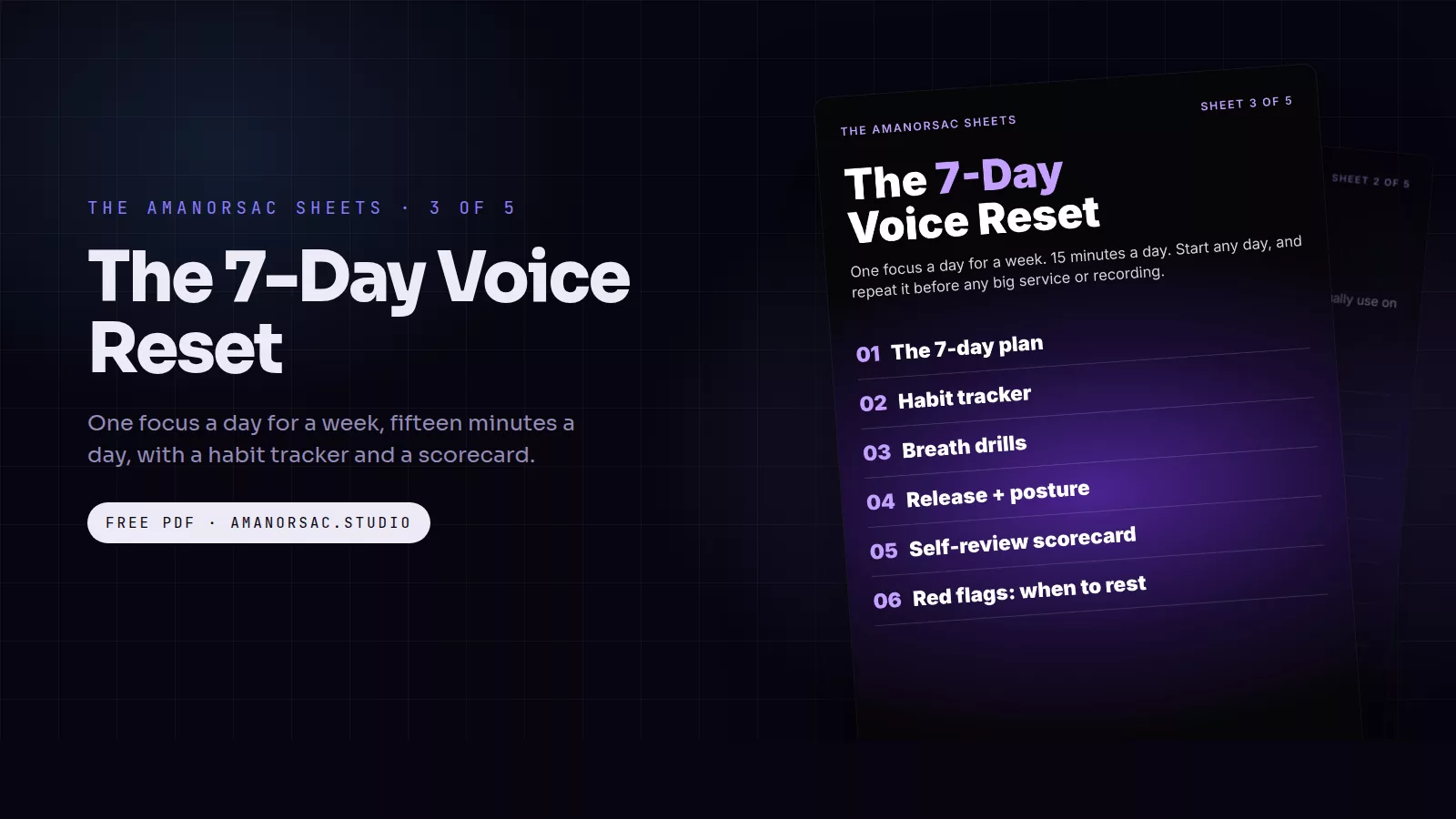 The 7-Day Voice Reset, the third of the Amanorsac Sheets