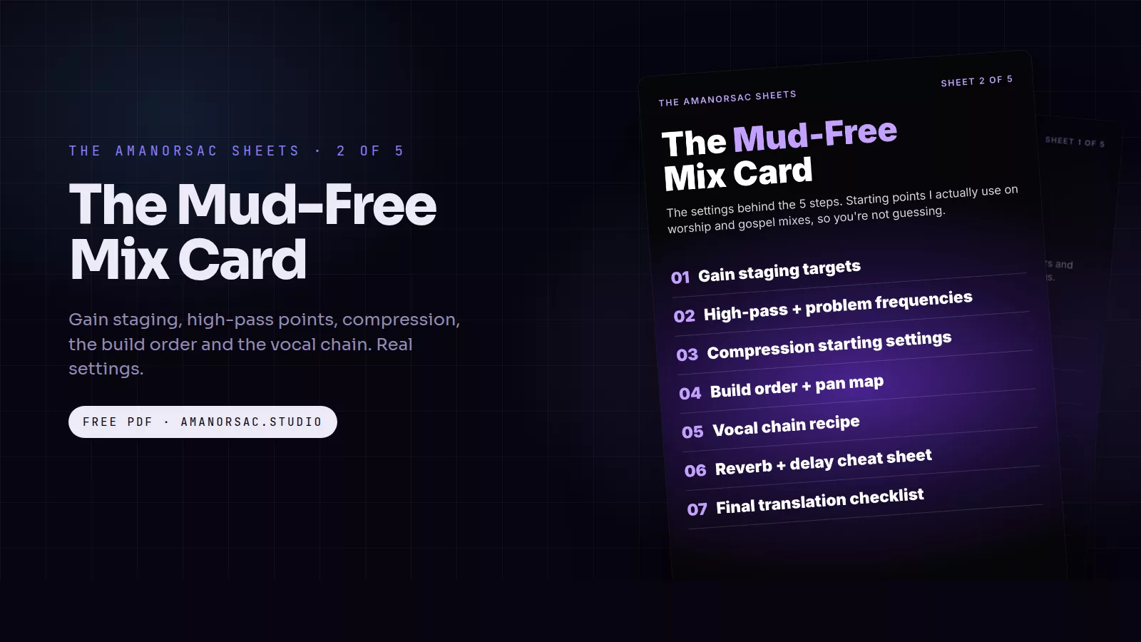 The Mud-Free Mix Card, the second of the Amanorsac Sheets