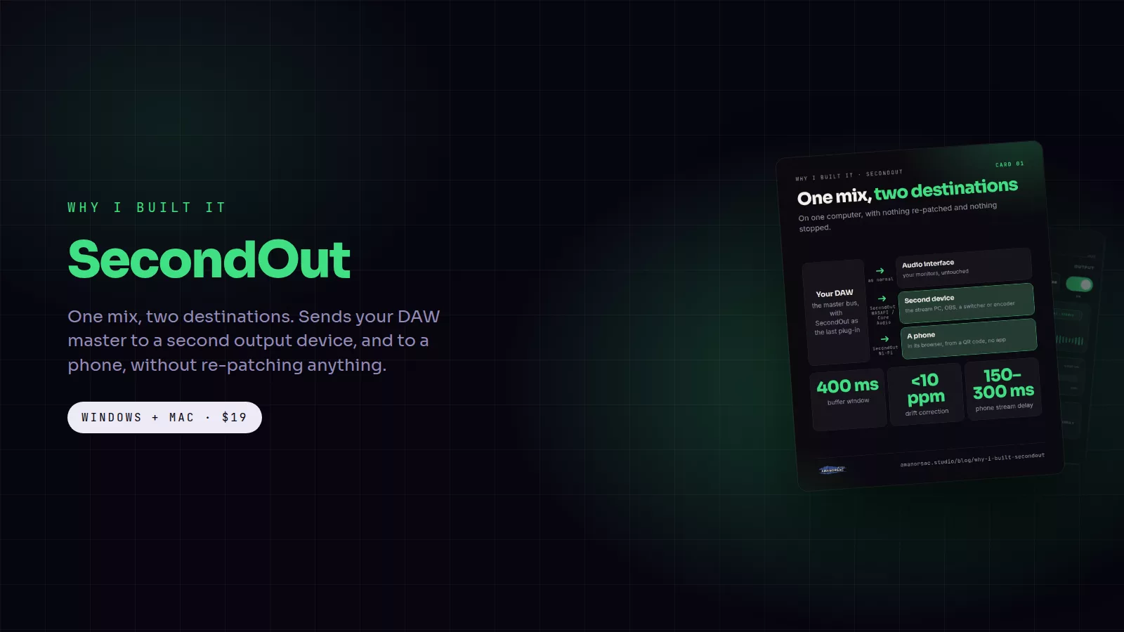 The SecondOut panel streaming to a second device